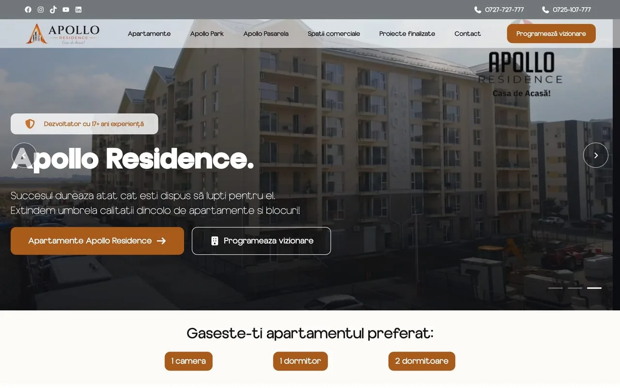 Apollo Residence — Dezvoltare web