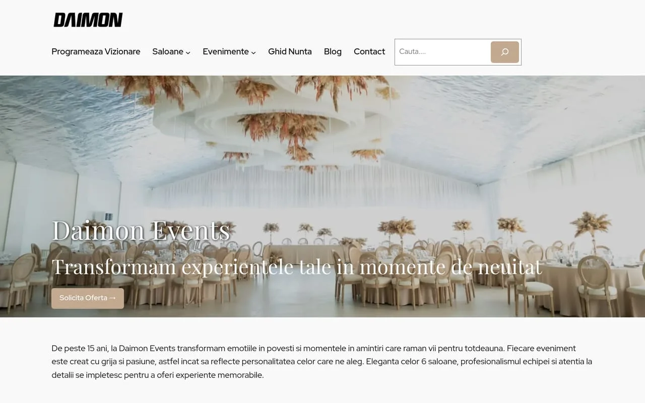 Daimon Events — Dezvoltare web